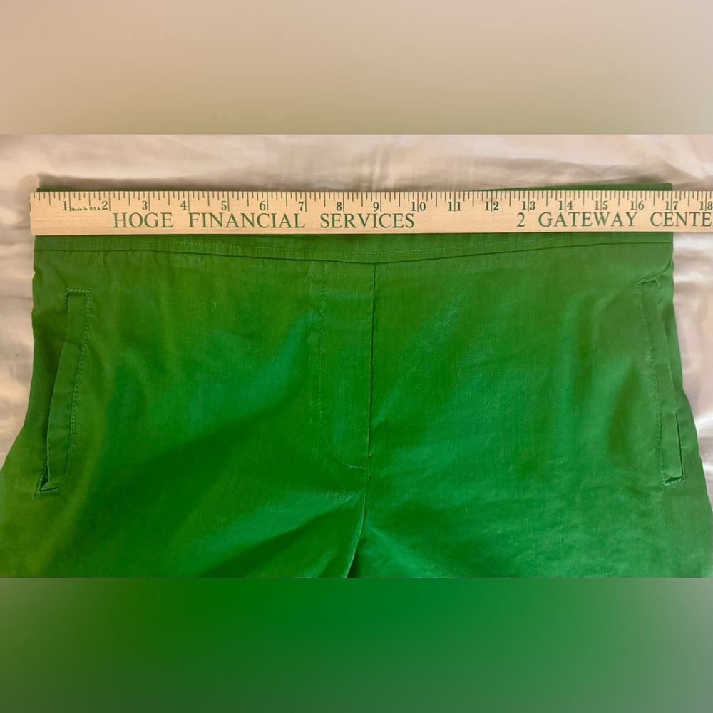 Anthropologie Cartonnier Green Linen Blend Cropped Pull On Pants Size LP - Picture 9 of 11